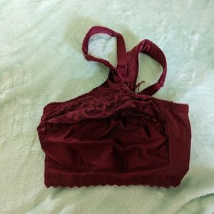 Burgundy lace bra